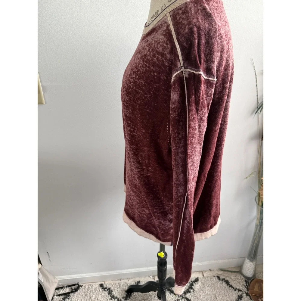 Tommy Bahama Jeans Mens XL Burgundy Acid Wash Cotton Knit Crewneck‎ Sweater